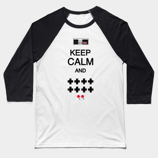 Keep Calm Konami Code Baseball T-Shirt by DROLO